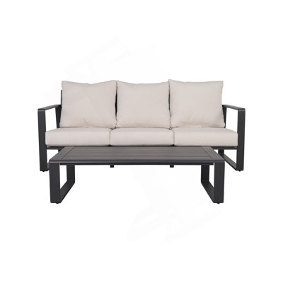 Three-Person Sofa + Rectangular Coffee Table, Cushions