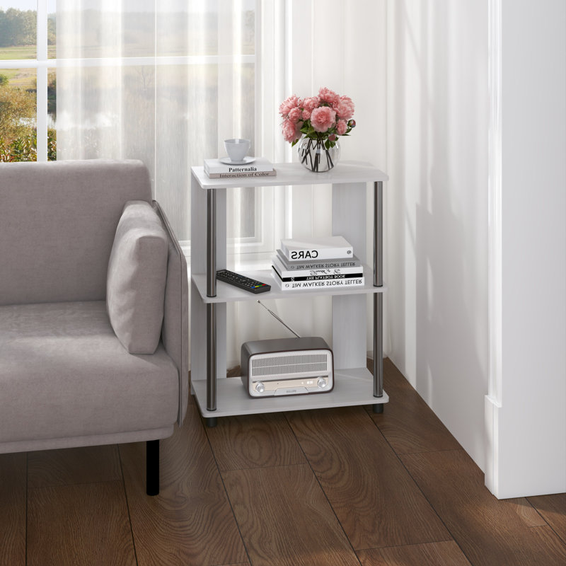 3-Tier 29.8" Corner Shelf, Open Shelves for Display and Storage, White Oak