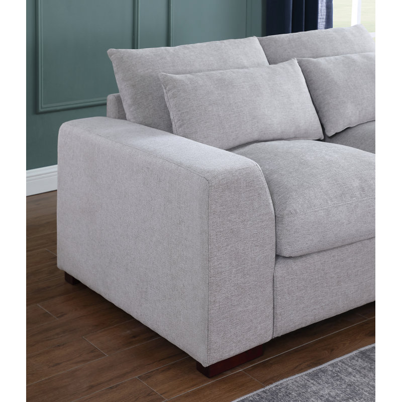 123" Wide Reversible Modular Sofa with Ottoman, Light Gray Linen Blend