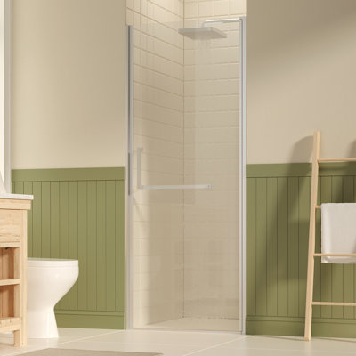 29-30" W ×72" H Frameless Pivot Shower Door, Pivot Swing Shower Glass Doors With 1/4"(6Mm) SGCC Clear Tempered Glass,Explosion-Proof Film, Reversible Installation, Shower Door