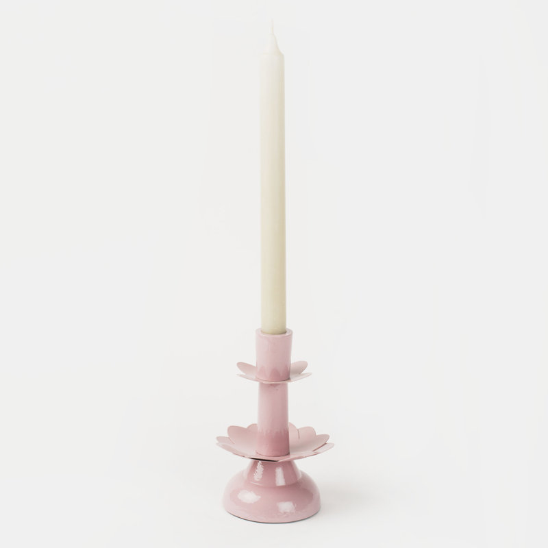 Mela Artisans Lotus Bloom Tapered Pink Candleholder, Pink