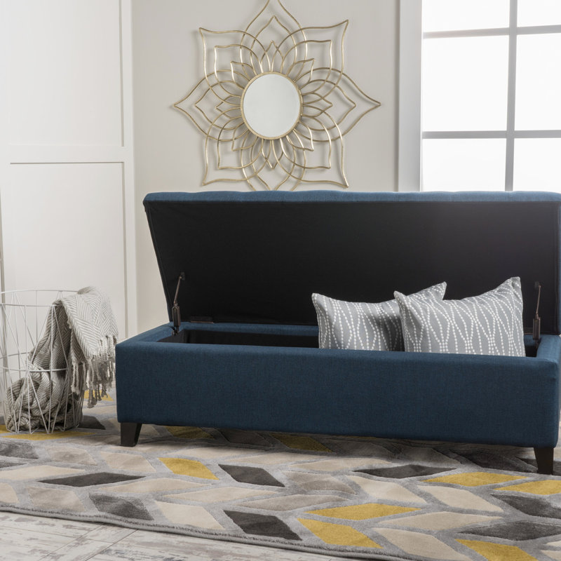 Banc tendance avec compartiment de rangement - espace supplémentaire l 51,29 po x P 19,41 po x P 15,88 po recouvert de tissu brun foncé et polyvalent