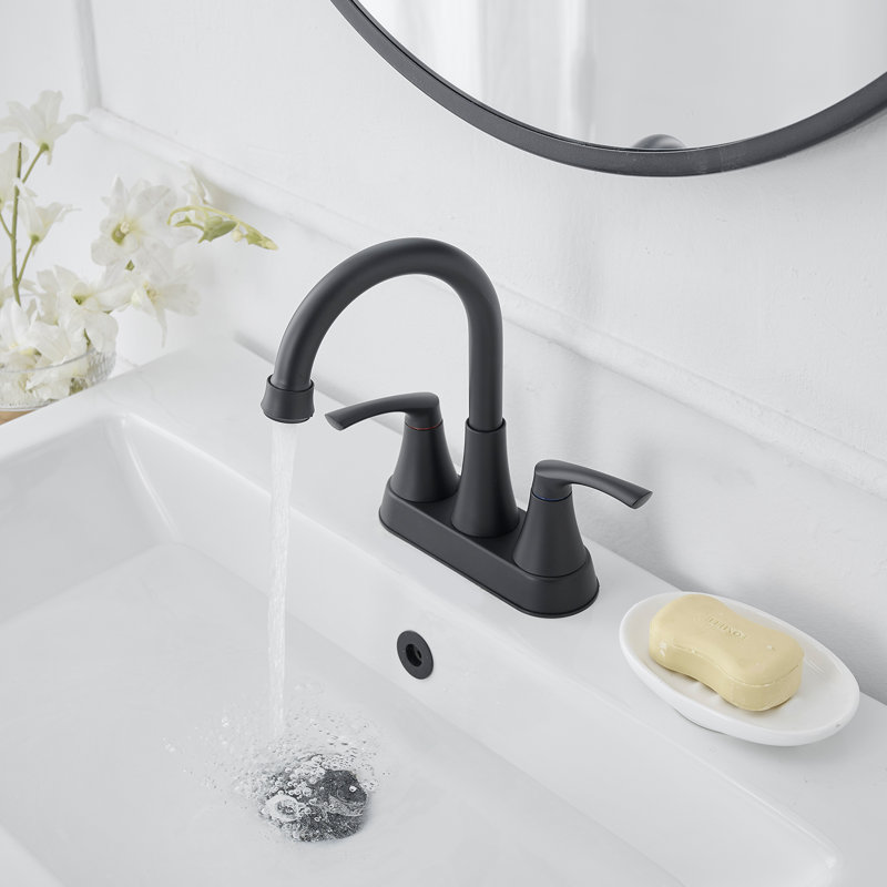 Robinet pour salle de bain à 2 poignées VIBRANTBATH, Noir mat