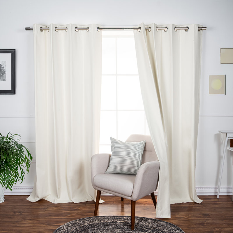 Paire de rideaux occultant en polyester Shannetta, Crème, L 52 po x L 96 po