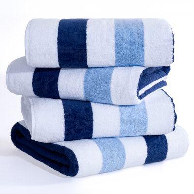 Devontia Cabana Striped Beach Towels, 30x60 inch 4 Piece Oversize Pool Towels