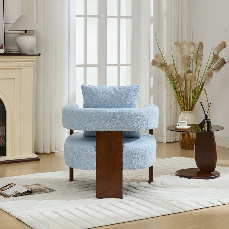 Upholstered 3-legs Accent Chair, Blue