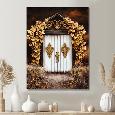 Heaven Autumn Barn Door I - Countryside Metal Wall Art Decor, Country Metal Print