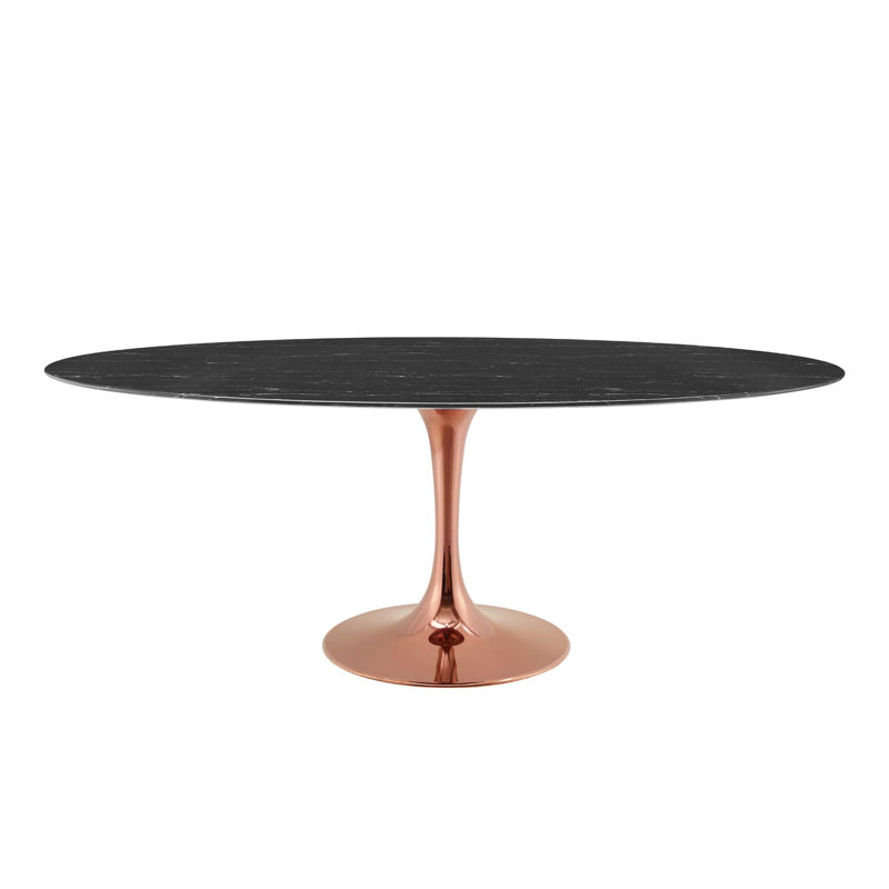 Lippa Dining Table, Black, Rose Gold, 29.5" H x 78" L x 47" W