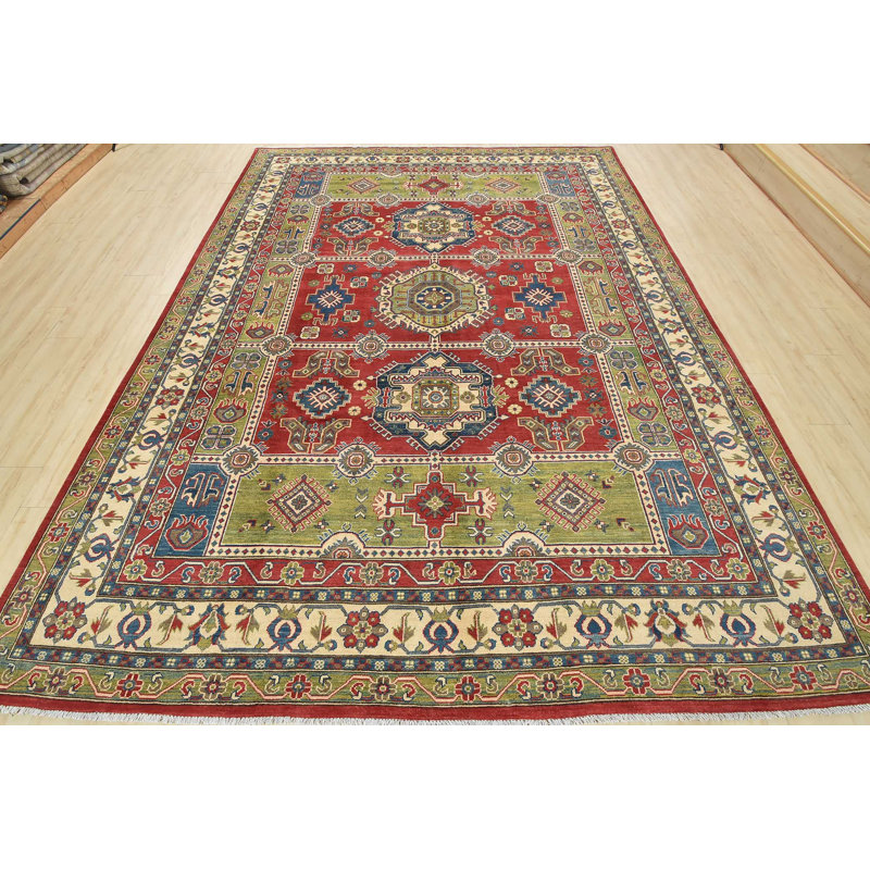 Tapis rouge nouvel âge en laine 9 pi x 11 pi 11 po Mynieskye
