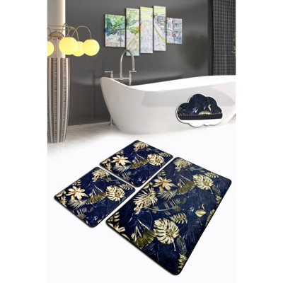 Ensemble de tapis de bain de luxe (3 pièces) en polyester antibactérien doux de 23,6 po x 39,4 po et de 19,7 po x 23,6 po | Dessous antidérapant, 700 g / m² | Lavable à la machine, idéal pour le confort et la sécurité de la salle de bain