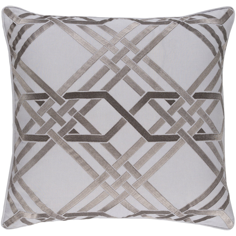 Pagoda Geometric Linen Pillow Cover, Light Gray/Taupe, 20" x 20"