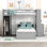 Lit mezzanine multifonctionnel simple avec bureau, tablettes, garde-robe et lit inférieur autonome gris