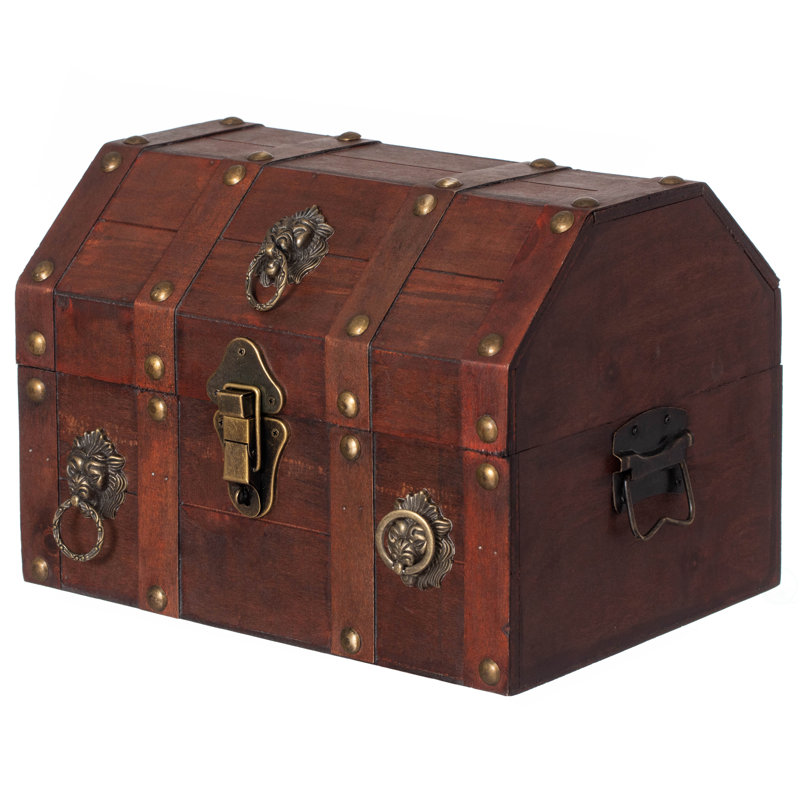 Lockehaven Handmade Pirate Treasure Chest with Lockable Latch - Vintage Wooden Storage Trunks and Treasure Box