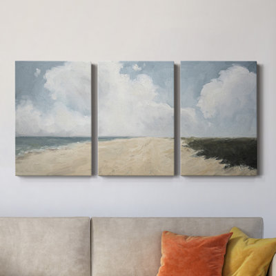 Plage à pied - Toile tendue avec châssis de qualité supérieure - Prêt à être accroché