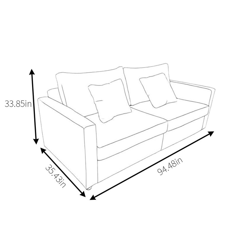 Canapé moderne en ligne simple, H 33,85 po x l 94,48 po x P 35,43 po