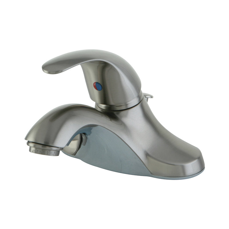 Legacy Centerset Bathroom Faucet, With Plastic Pop Up Drain, Brushed Nickel