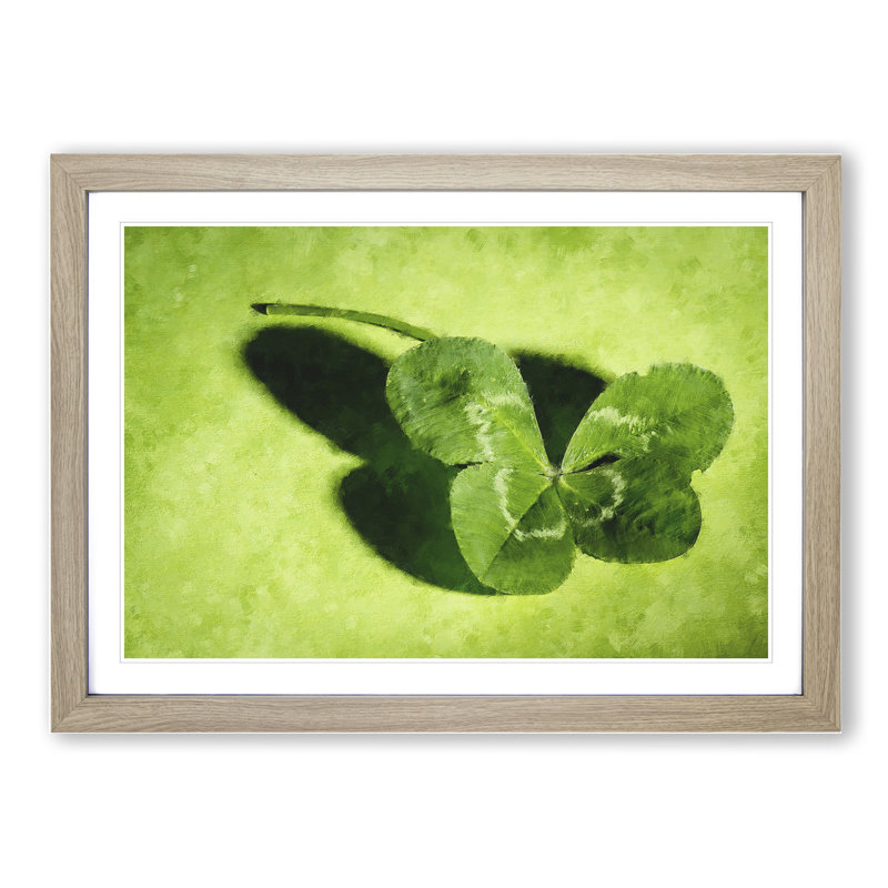Irish Four Leaf Clover - Picture Frame Painting, 36cm H x 48cm W x 2cm D, Oak