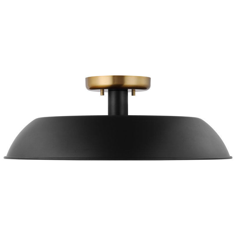 Plafonnier semi-encastré 1 lumière Bethany, Laiton bruni, Noir mat, H 7 po x l 19,88 po x P 19,88 po