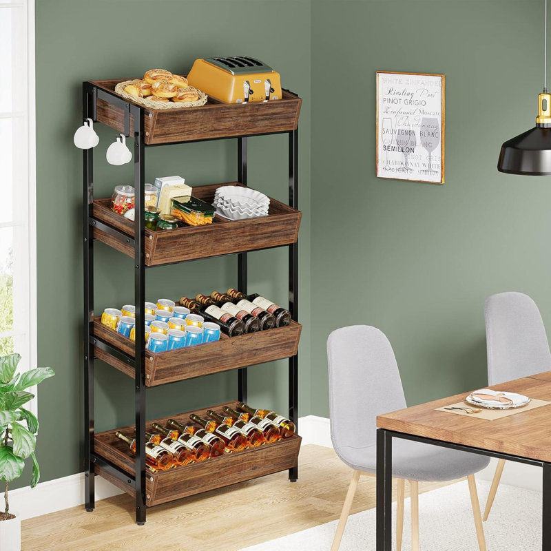 Support à panier en bois pour fruits, légumes et légumes, Brun