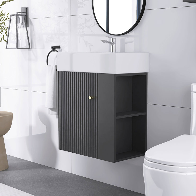 22 po X P 12 po P x 26 po Meuble-lavabo simple H en noir avec lavabo en céramique