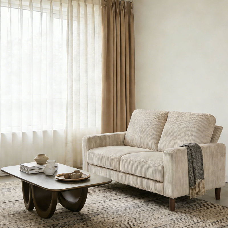 Causeuse de style moderne avec coussin confortable et bois massif pour le salon, Taupe