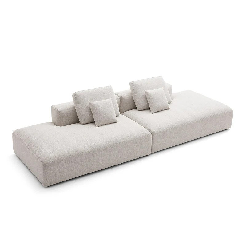 Canapé-lit modulaire de 141,6 po avec méridienne lavable à la machine et fibre imperméable pour salon et bureau, beige, Beige