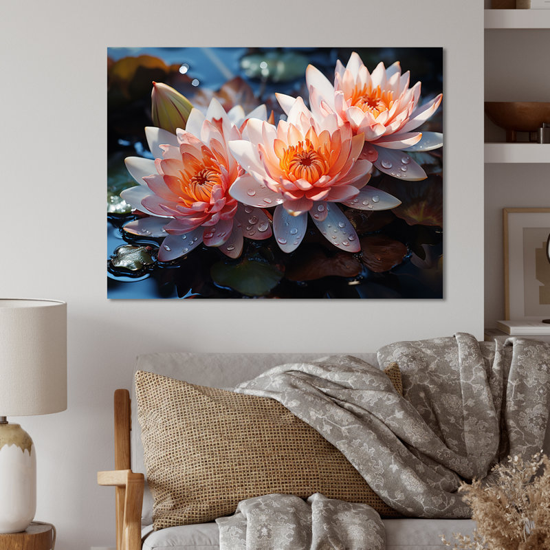 Asian Art Lotus Pond V - Décoration murale asiatique en métal, H 12 po x l 20 po x P 1 po