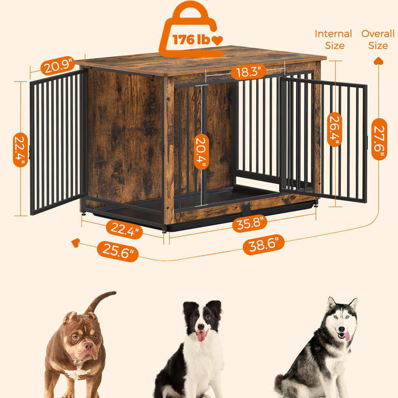 Caisse pour animaux Lofland, Brun rustique, H 27,6 po x l 38,6 po x P 25,6 po