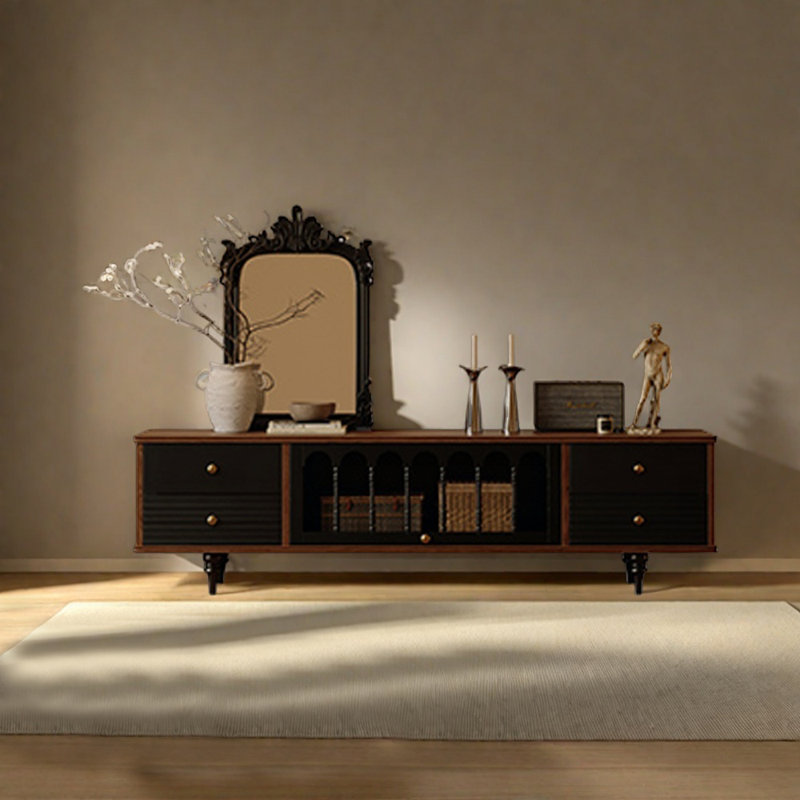 Meuble télé style français avec rangement rétro, 78.74"