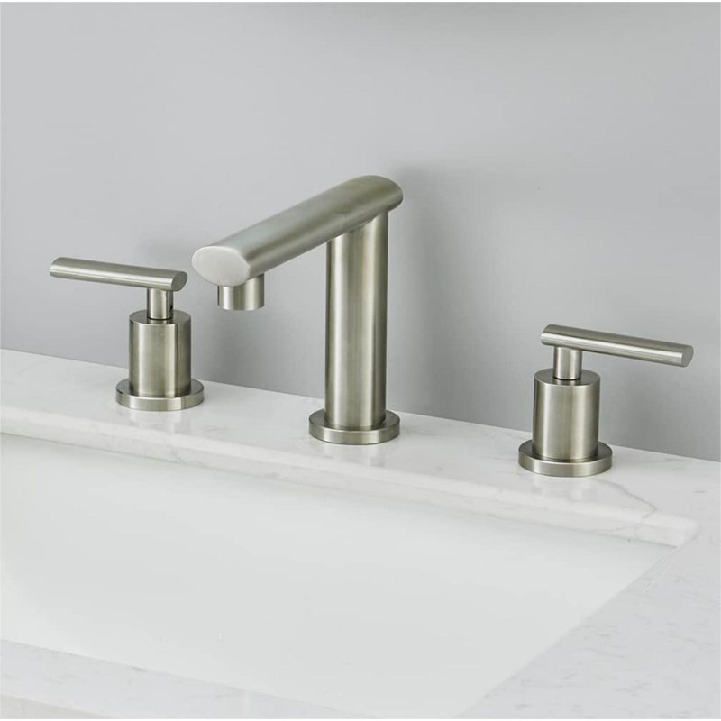 Widespread 2-handle Bathroom Faucet with Drain Assembly, Brushed Nickel