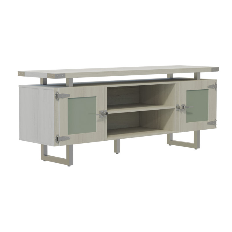Mirella Low Wall Cabinet Glass Doors, White Ash