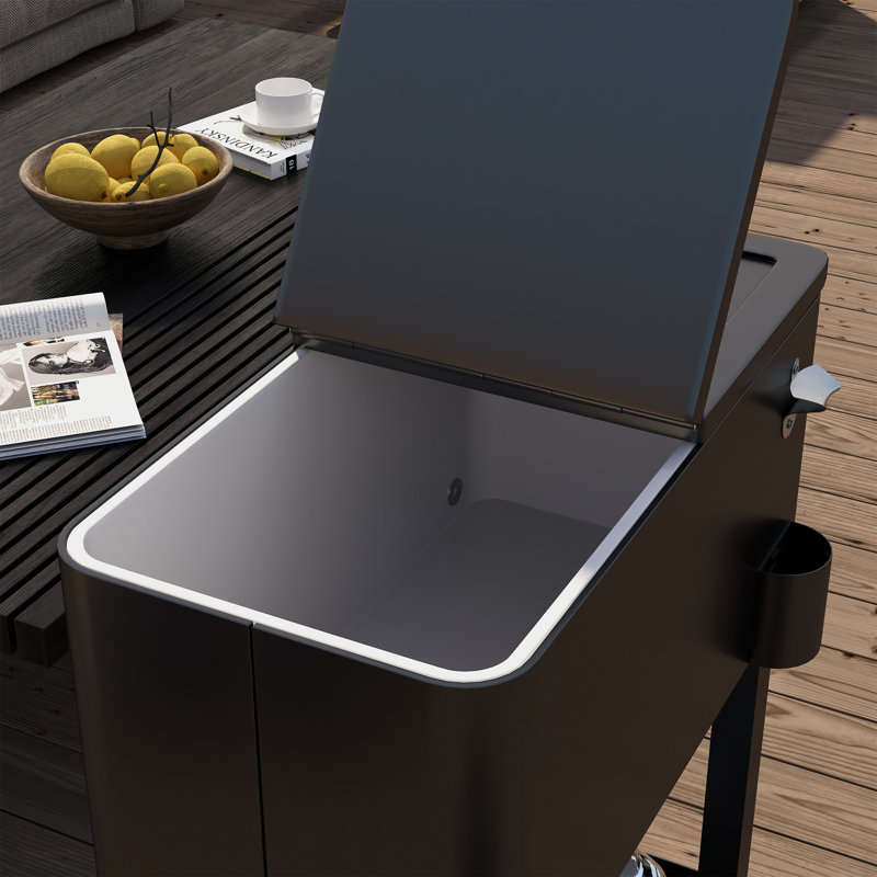 Chariot de refroidissement pour terrasse 60qt, refroidisseur d'extérieur portatif, noir