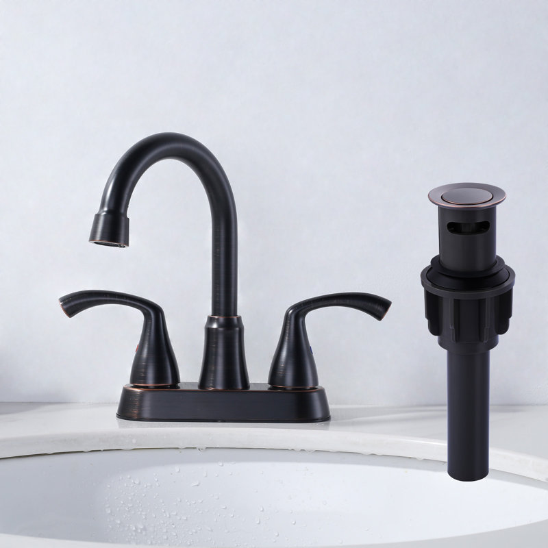 Robinet pour salle de bain à 2 poignées avec ensemble de bonde centrales, Noir mat