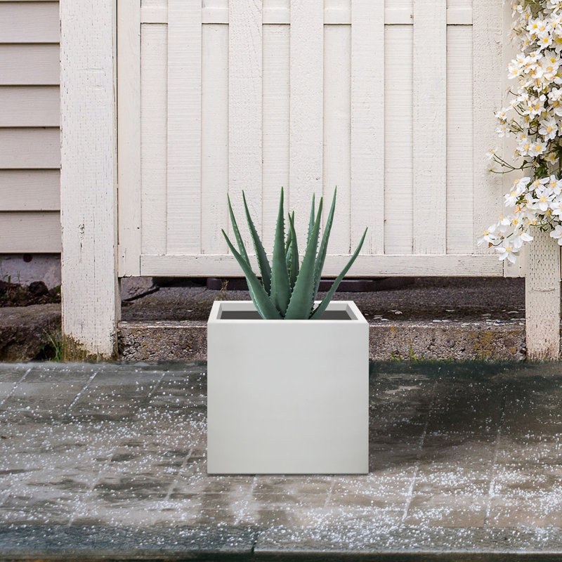 Nidorf Pot Planter, Pure White, 9.8" H x 9.8" W x 9.8" D