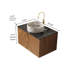 Meuble-lavabo de salle de bain 30 po, meuble de rangement mural pour salle de bain avec double comptoir en pierre frittée et vasque ronde en céramique à motif de pierre-121865483-121865485