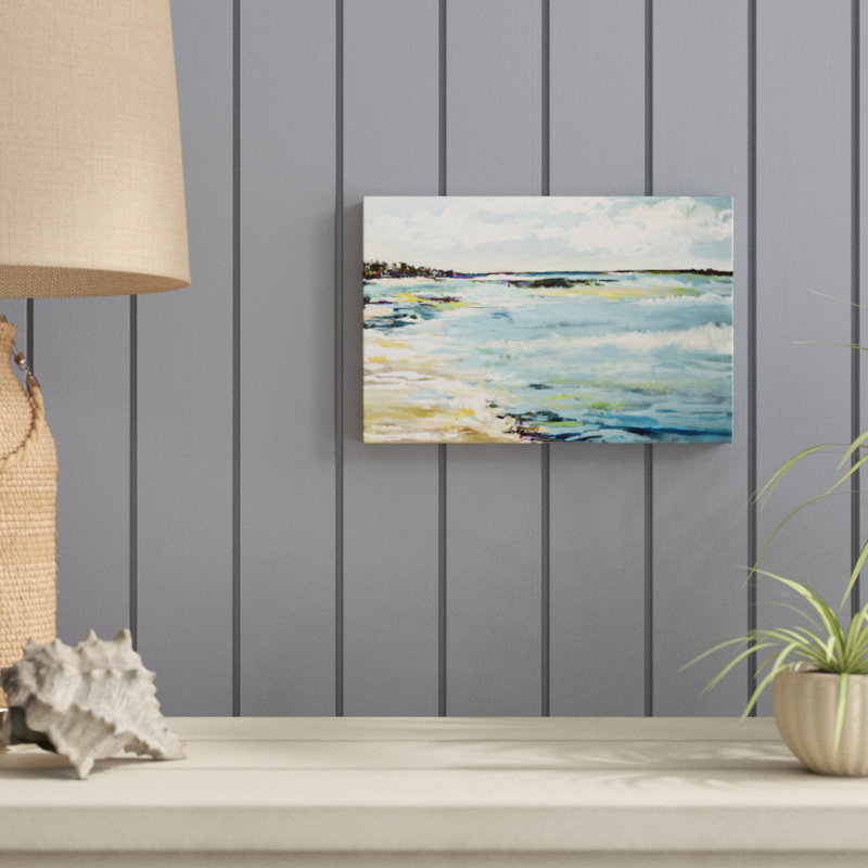 Beach Surf III by Karen Fields - Painting, 20cm H x 30cm W, Wrapped Canvas