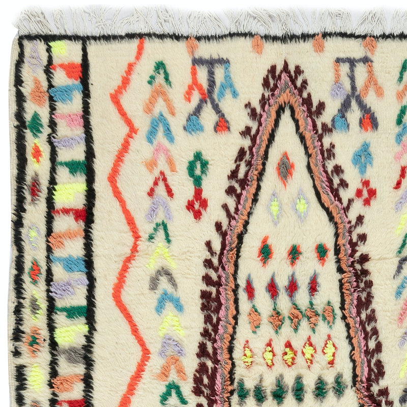 Tapis turc noué à la main unique en son genre 4,4 x 8,3 pi Vintage Tulu