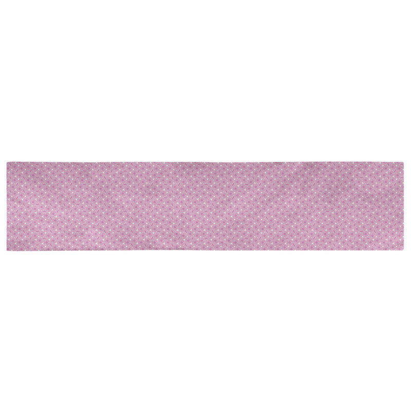 Chemin de table géométrique avicia, 90 po x 16 po, Rose / blanc, Coton