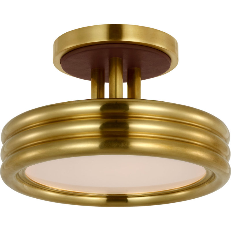 Hudson St. 8" Semi-Flush Mount, Natural Brass