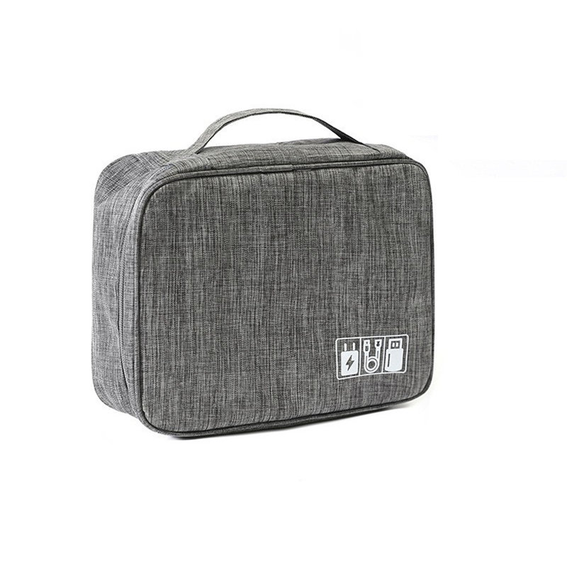Sac de rangement pour voyage électronique double couche, Gris