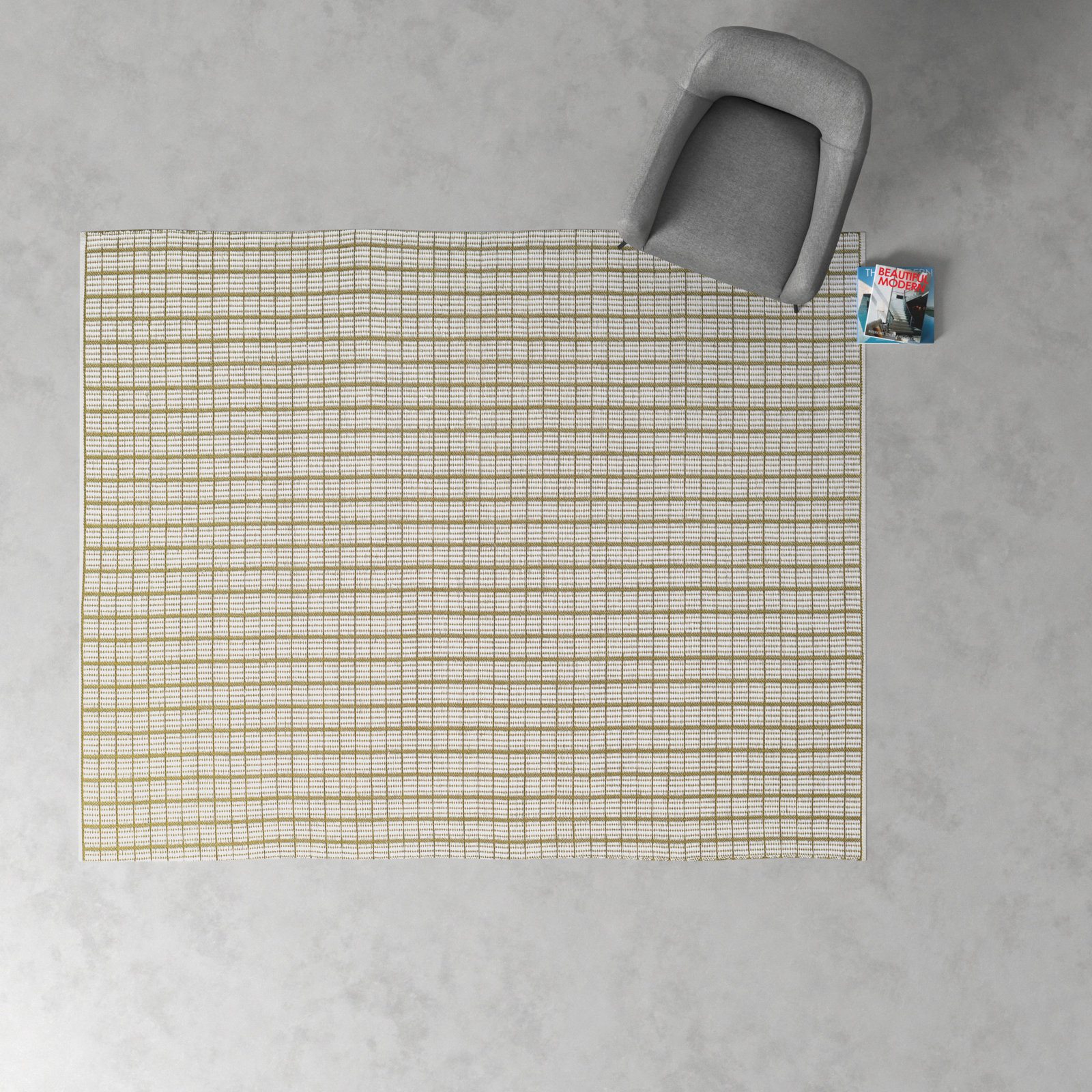 Malmo White Green Hand-Woven Geometric Outdoor Rug, Rectangle 3'6" x 5'6"