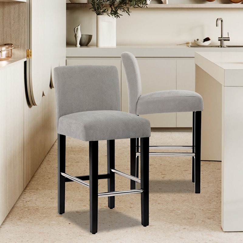 Kaid Upholstered Counter Stool, Light Grey