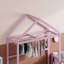 Lit en bois avec rampes et tête de lit détachable en forme de maison, lit double avec support pour enfants, structure de maison de jeu de style Montessori pour filles, rose-29099158-29099156