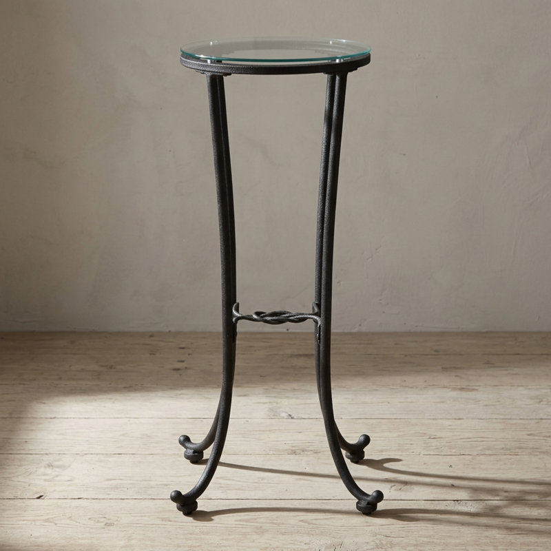 16.5"W x 16.5"D x 18"H Metallic Silver Round Drum Iron End Table