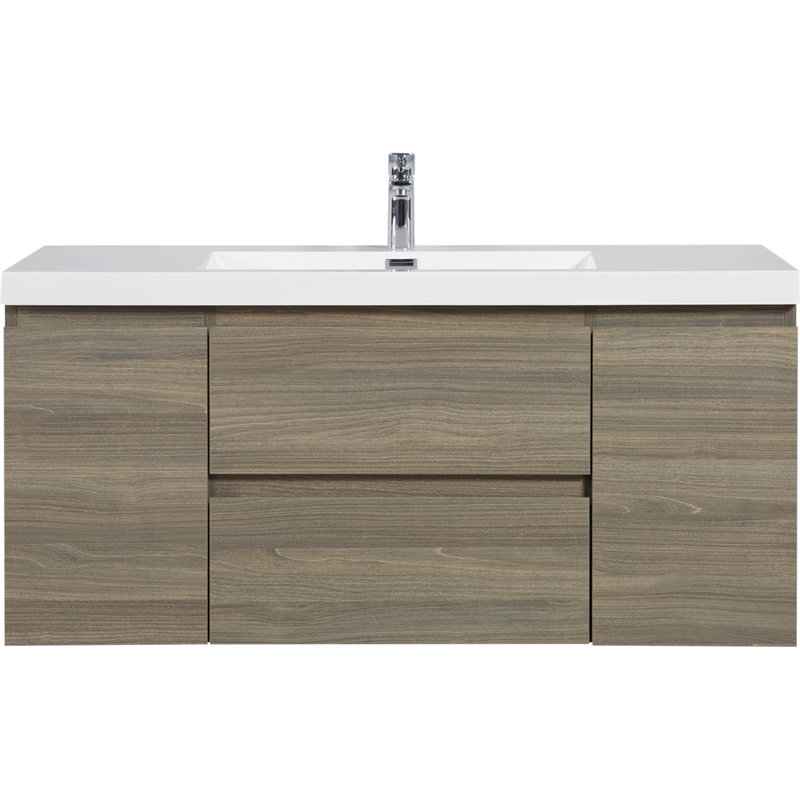 Floating Bathroom Vanity With Sink, Gray, 47"