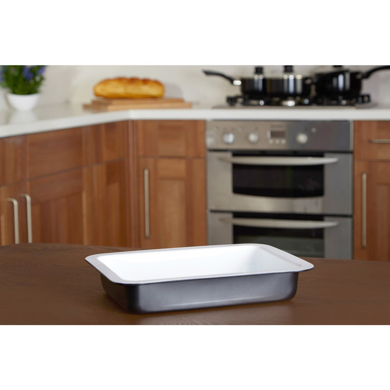 Symple Stuff Rectangle Minerals Baker Bakeware, Black / White
