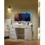 Dressing Table, Large HD Mirror, Vanity Desk with 3 Color LED Lights, Adjustable Brightness, Vanity Table with Power Strip and Hair Dryer Rack, 8 Drawers, 1 Storage Cabinet, White 