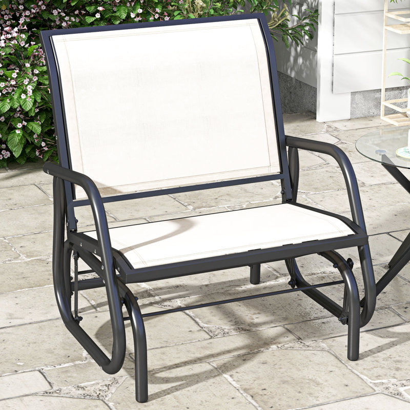 Comfortable Mesh Glider Chair Steel Frame Outdoor Relaxation For Garden & Poolside