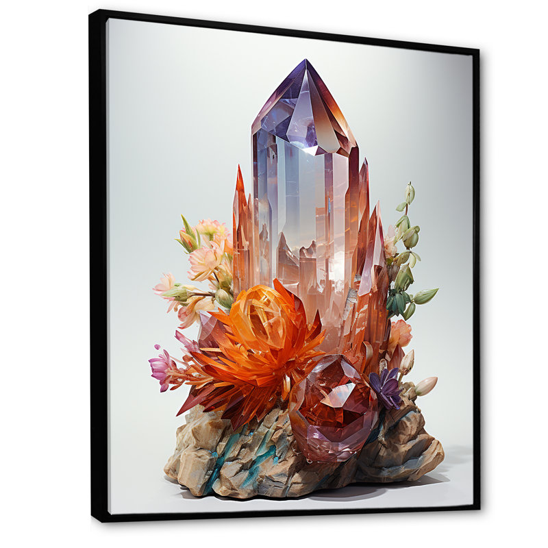 Spiritual Stone Quartz I - Impression, Cadre flottant noir, H 44 po x l 34 po x P 1,5 po