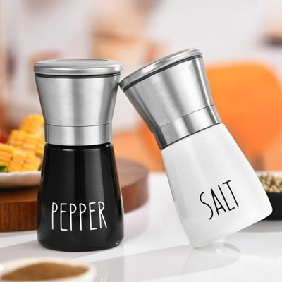 Ensemble de 2 moulins à sel et à poivre en acier inoxydable avec moulin à céramique réglable, moulin à épices en céramique pour table de cuisine